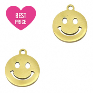 Breloques en acier Inox smiley Doré