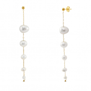 Boucles d'oreilles / puces en acier Inox perles Dor&eacute;