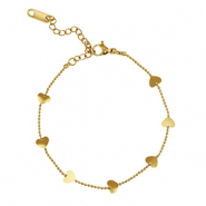 Bracelets en acier Inox coeurs Dor&eacute;