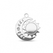 Breloques en acier Inox lune et soleil Argent&eacute;