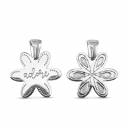 Breloques en acier Inox fleur Argent&eacute;
