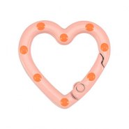 Apprêts colorés anneau porte-clés coeur Rose-orange