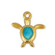 Breloques en m&eacute;tal DQ tortue Perle Turquoise-Dor&eacute; (sans nickel)