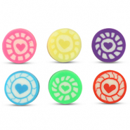 Perles en polymère rond coeur Multicolore