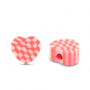 Perles en polymère coeur Rose-Blanc