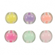 Perles acryliques ronde cœur Multicolore