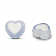 Perles acryliques cœur Bleu clair-blanc