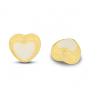 Perles acryliques cœur Jaune-blanc