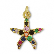 M&eacute;tal TQ laiton breloques &eacute;toile de mer Dor&eacute;-multicolore