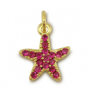 M&eacute;tal TQ laiton breloques &eacute;toile de mer Dor&eacute;-magenta