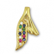 M&eacute;tal TQ laiton breloques ailette Dor&eacute;-multicolore