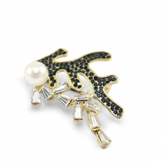 Broches algues marines Bleu foncé-doré
