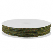 Fil macramé tressé 1mm Vert foncé- multicolore métallique