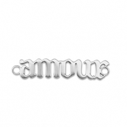 Breloques en acier Inox connecteur ''amour'' Argenté