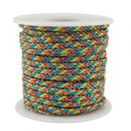 Cordon tressé tendance 3.5mm Jaune-vert-rouge