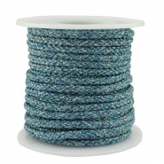 Cordon tressé tendance 3.5mm Bleu-argenté