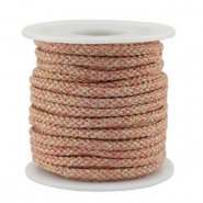 Cordon tressé tendance 3.5mm Blanc cassé-rose-doré