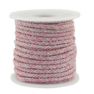 Cordon tressé tendance 3.5mm Blanc-rose-argenté