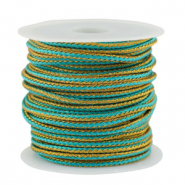 Cordon tressé tendance 2.3mm Turquoise-doré