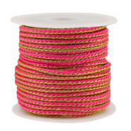 Cordon tressé tendance 2.3mm Rose néon-doré