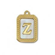 Breloque en acier Inox coquille lettre Z Dor&eacute;-blanc (couleur naturelle)