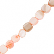 Perles coquillage carré Rose-sable marron