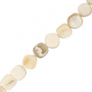 Perles coquillage carré Blanc-sable marron