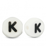 Perles lettres en c&eacute;ramique K Blanc-noir