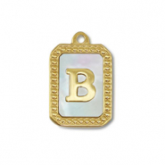 Breloque en acier Inox coquille lettre B Dor&eacute;-blanc (couleur naturelle)