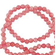 Pierres naturelles 3mm facettées Rouge corail vif