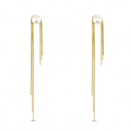 Boucles d'oreilles / puces en acier Inox avec imitations perles Doré