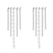 Boucles d'oreilles / puces en acier Inox avec imitations perles Argenté