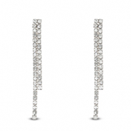 Boucles d'oreilles / puces en acier Inox avec strass irréguliers Argenté