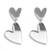 Boucles d'oreilles / puces en acier Inox coeur Argenté
