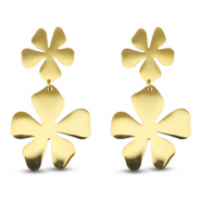 Boucles d'oreilles / puces en acier Inox fleur Doré