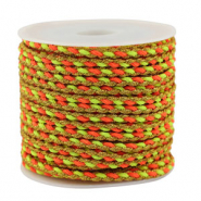 Cordon tressé tendance 3mm Orange-jaune-doré