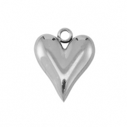 Breloques en acier Inox coeur Argent&eacute;