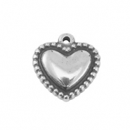 Breloques en acier Inox coeur Argent&eacute;