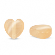 Perles en verre Oeil de chat coeur Orange pêche