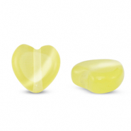 Perles en verre Oeil de chat coeur Jaune
