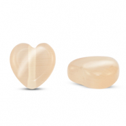Perles en verre Oeil de chat coeur Orange pêche