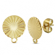 Apprêts en acier Inox boucles d'oreilles / puces d’oreilles rond avec anneau Doré