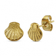 Boucles d'oreilles / puces d’oreilles en acier Inox coquille Doré