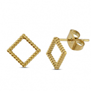 Boucles d'oreilles / puces d’oreilles en acier Inox rhombe Doré