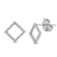 Boucles d'oreilles / puces d’oreilles en acier Inox rhombe Argenté