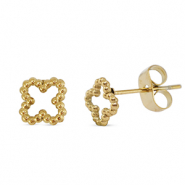 Boucles d'oreilles / puces d’oreilles en acier Inox trèfle Doré