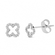 Boucles d'oreilles / puces d’oreilles en acier Inox trèfle Argenté