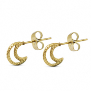 Boucles d'oreilles / puces d’oreilles en acier Inox lune Doré