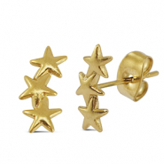 Boucles d'oreilles / puces d’oreilles en acier Inox étoile Doré