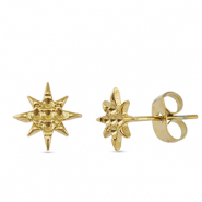 Boucles d'oreilles / puces d’oreilles en acier Inox étoile Doré